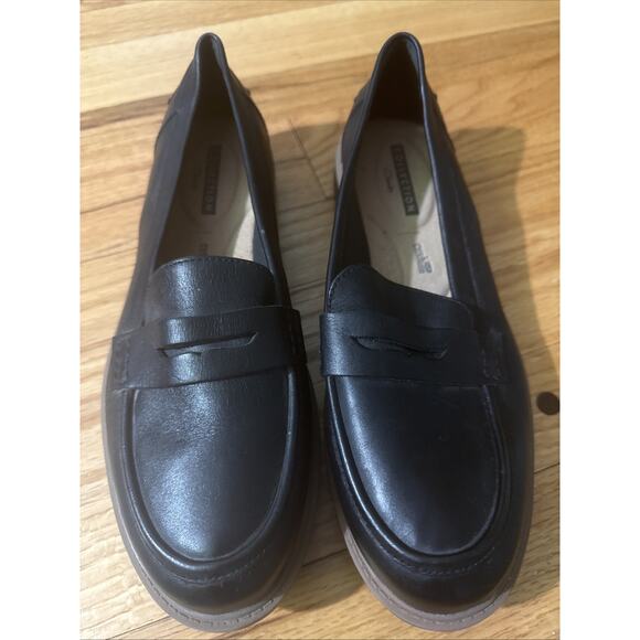 Clark Collection Women's Black Leather Loafer Comfort Sz 9.5 - Picture 1 of 10